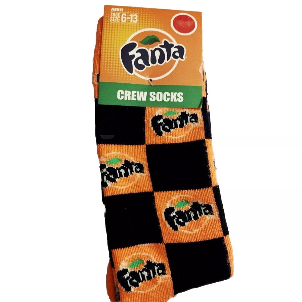 Coca Cola  -Fanta Orange Printed Crew Socks Adult OS